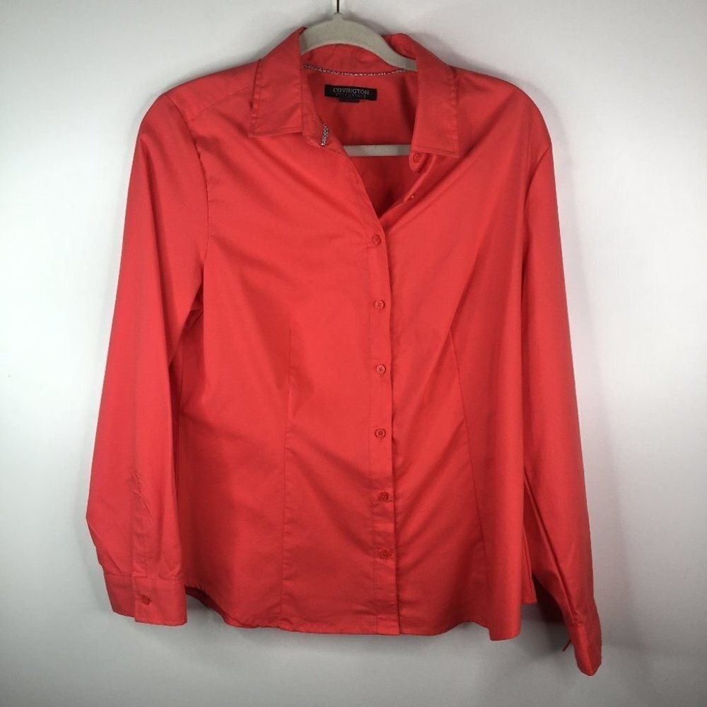 Covington essentials button down orange blouse L